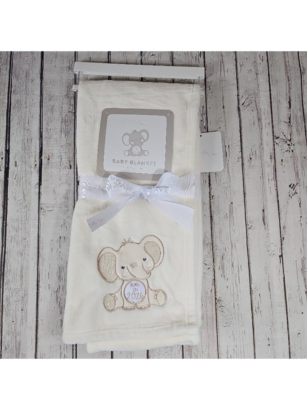 Baby Born in 2026 Elephant Cream Soft Baby Blanket 30” x 40” Gift Neutral New